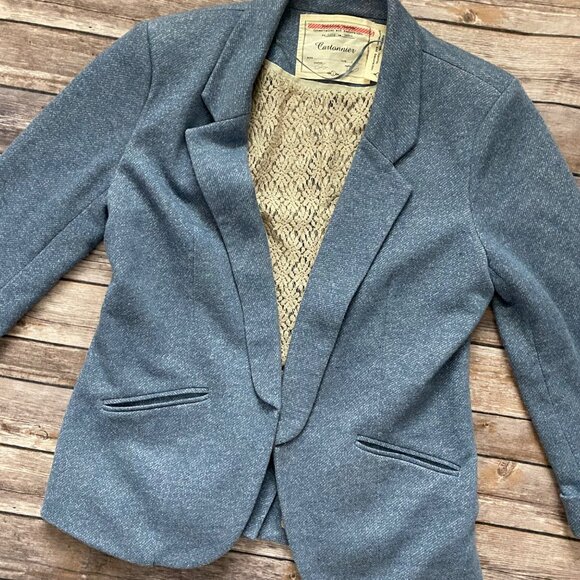 Anthropologie Cartonnier Light Blue Textured Casual Blazer - Picture 5 of 13